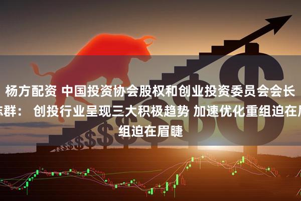 杨方配资 中国投资协会股权和创业投资委员会会长沈志群： 创投行业呈现三大积极趋势 加速优化重组迫在眉睫